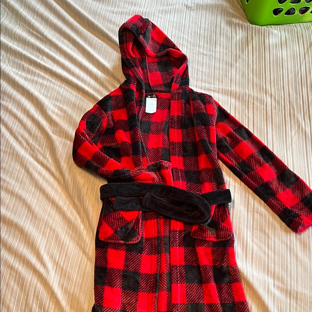 Cuddl Duds Red and Black Plaid Kids Robe